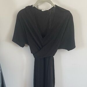 All in Favor Black Midi Dress